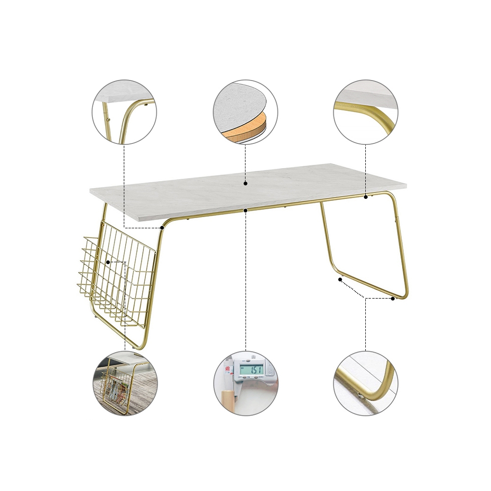 Modern White Coffee Table with Storage in MDF Top & Metal Frame window image