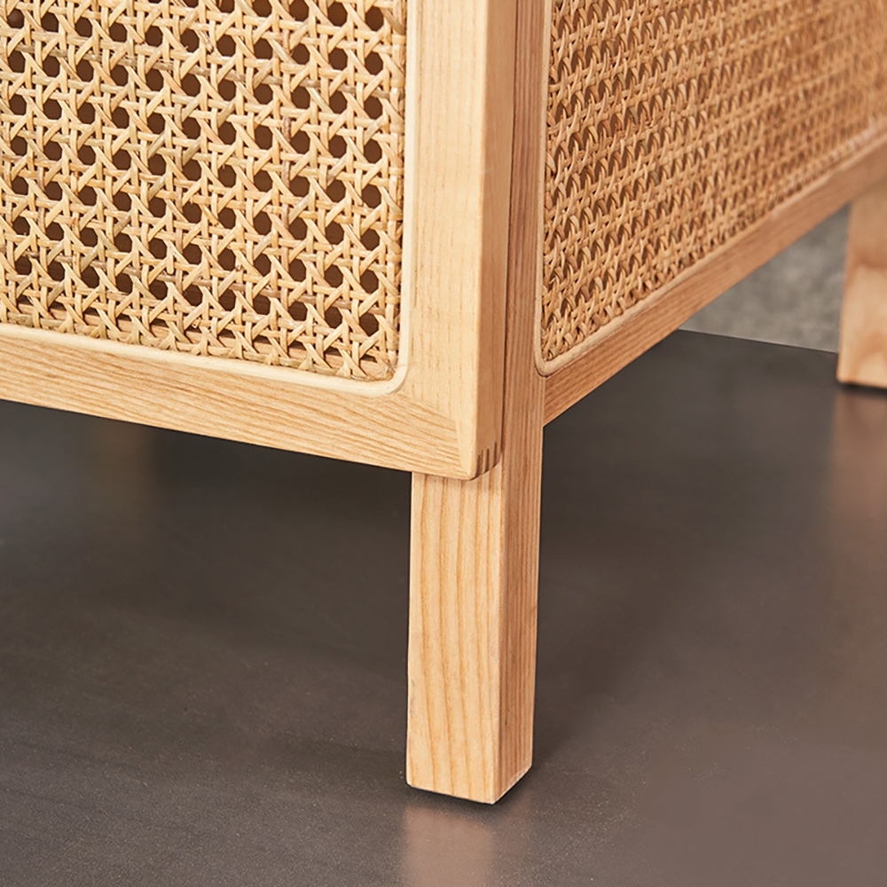 1900mm Nordic Natural Closet Arc Top Woven Rattan Clothes Cabinet window image