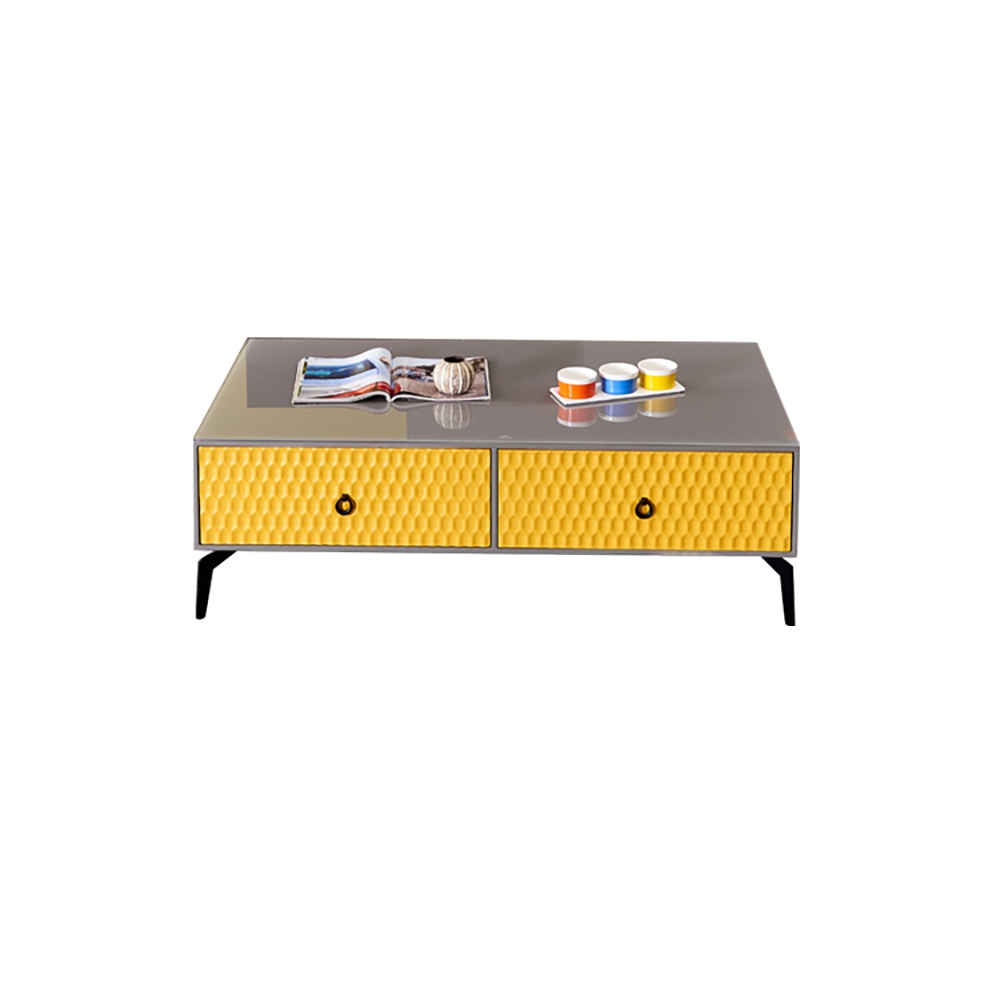 Modern Rectangle Coffee Table with Drawers in Orange window image