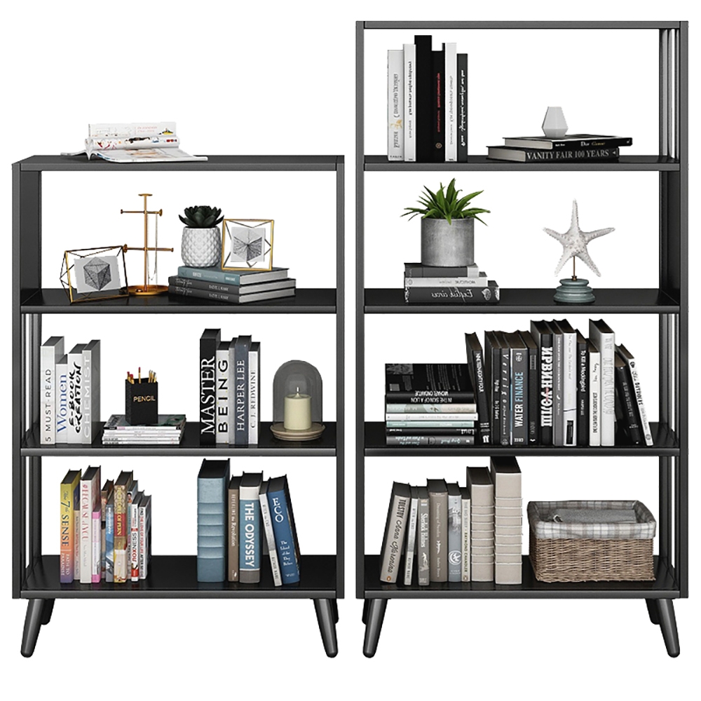 Contemporary Standing Etagere Bookshelf Metal Shelf in Black 4 Tiers window image