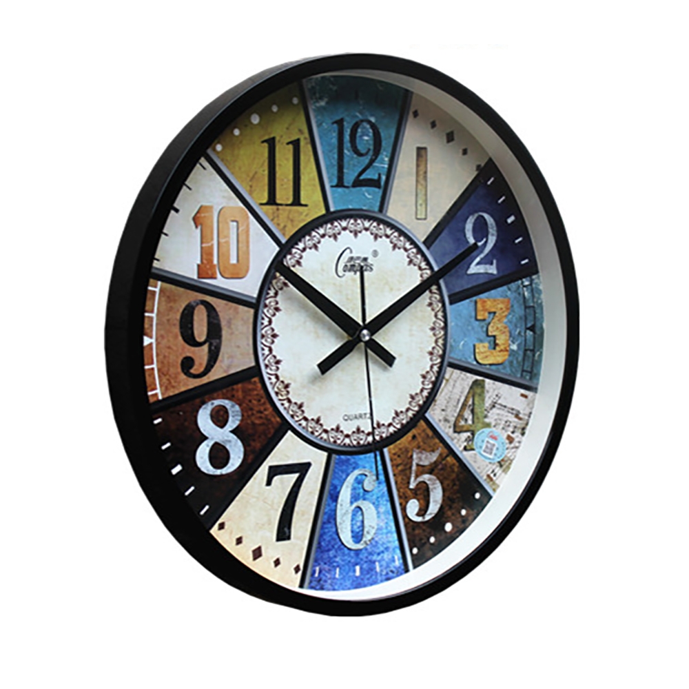 18" American Retro Style Resin Round Frame Mute Decorative Wall Clock window image