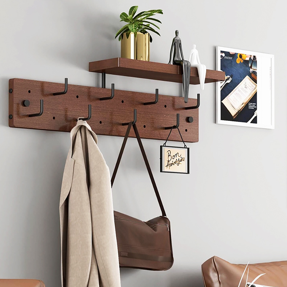 Perchero moderno de pared con estante y gancho Imagen de ventana