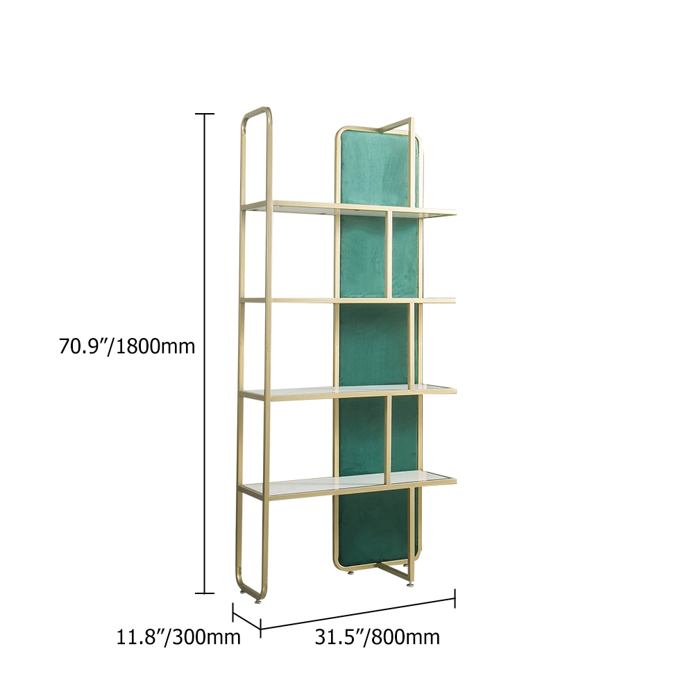 4-Tiers Golden Bookshelf Freestanding Display Bookcase in Green window image