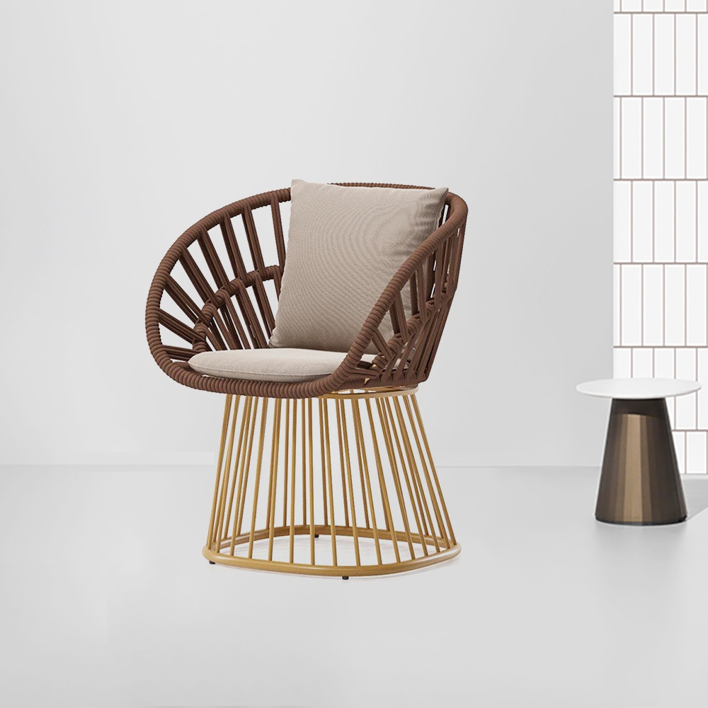 Rattan Patio Barrel Chair with Pedestal Base window image