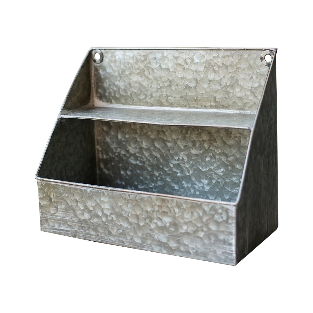 Retro 2-Tier Metal Pocket Shelves Organiser Garden Tool Storage Box window image