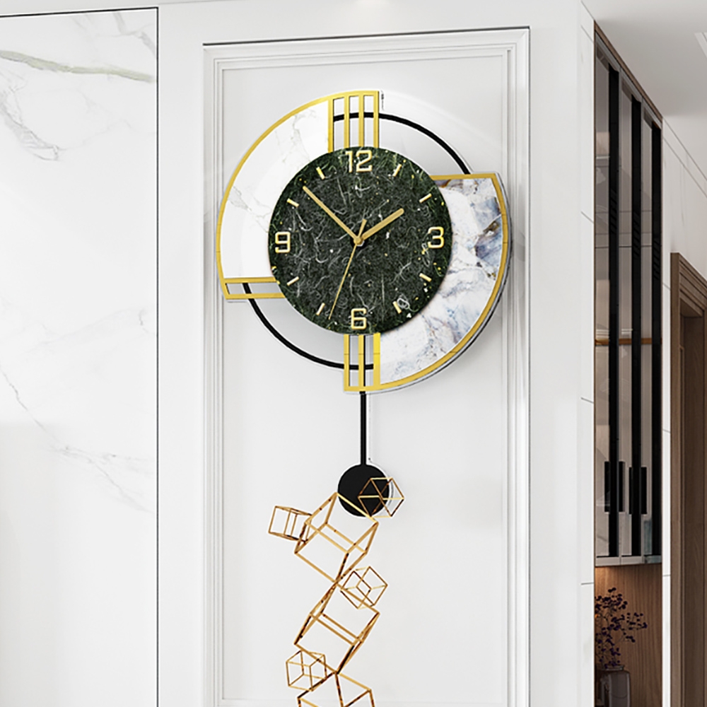 Nordic New Style Earth-Shape 3D Acrylic Wall Clock with Swingable Pendulum window image