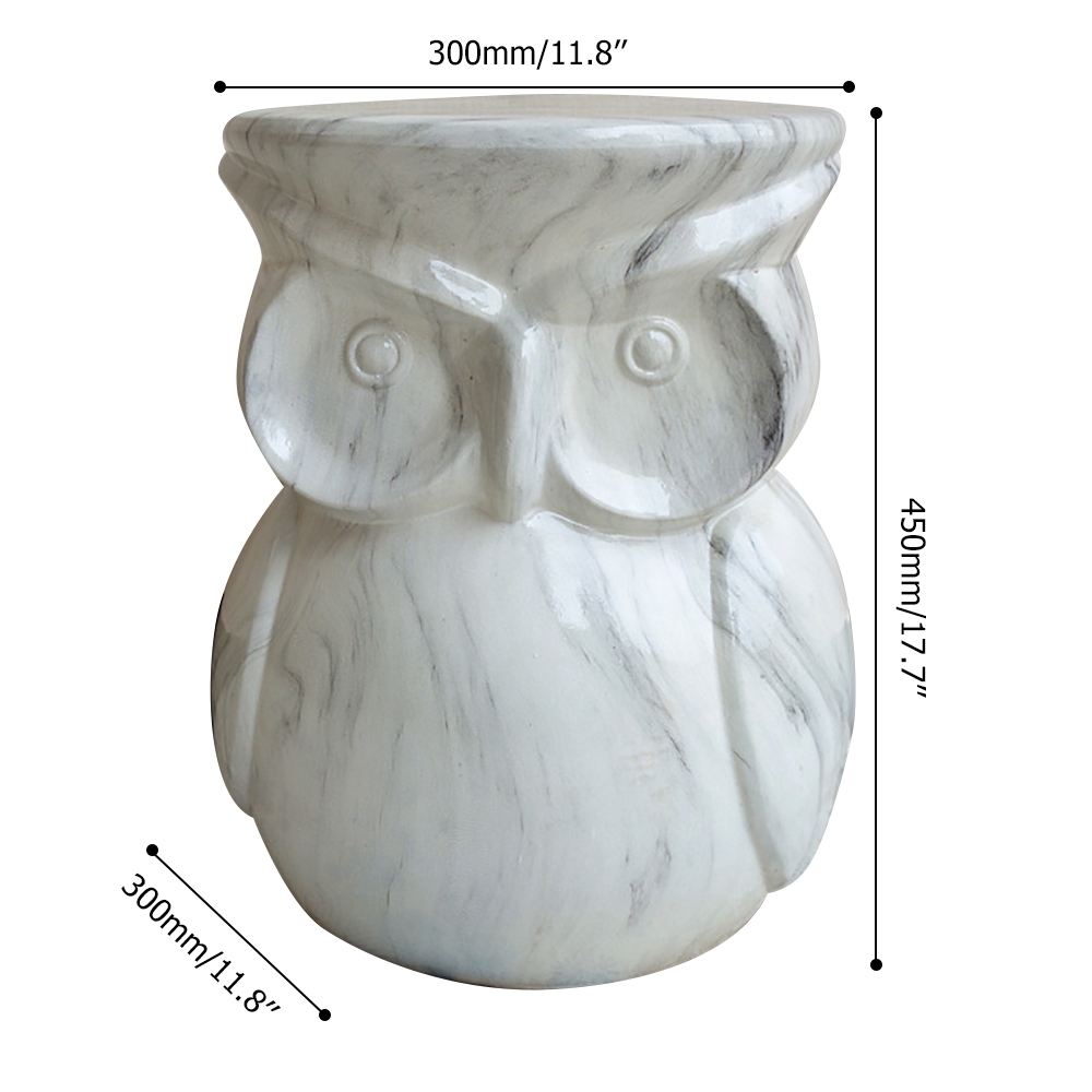 Ceramic Marble Garden Stool 299.7mm End Table Owl Shape window image