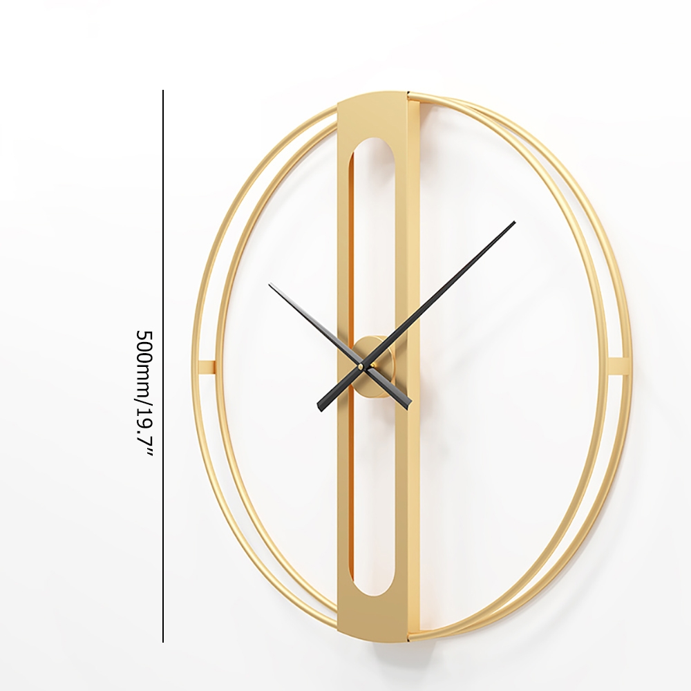 Nordic Stylish Golden Large Round Home Wall Clock Hollow-out Metal Pointers window image