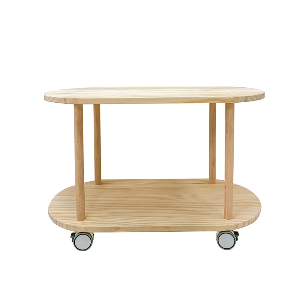 Wooden 2-Tier Kids Toys Organiser Shelves Storage Cart with Casters window image