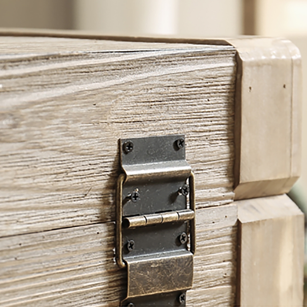 Rustic Natural Stool Wooden Ottoman with Storage window image