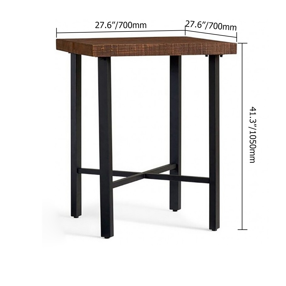 Industrial Walnut Bar Table Pine Wood Top & Metal Frame window image