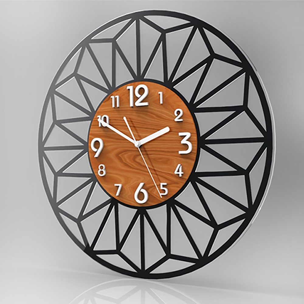 X-Large Modern Simple Geometric Acrylic Wall Clock with Hollow-out Design window image