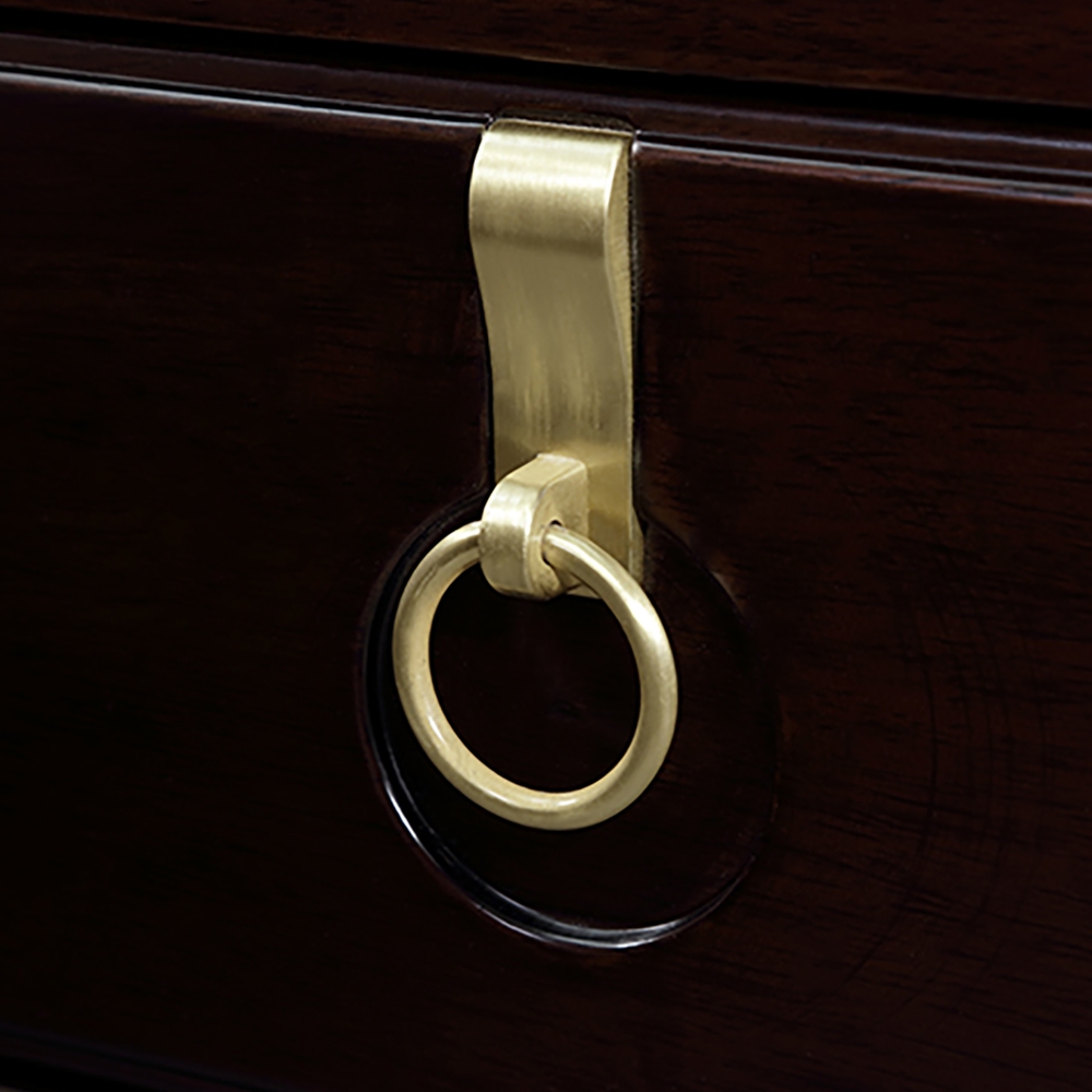 Coffee Nightstand Neo Chinese Style Buddhist Mood Bedside Cabinet with 2 Drawers window image