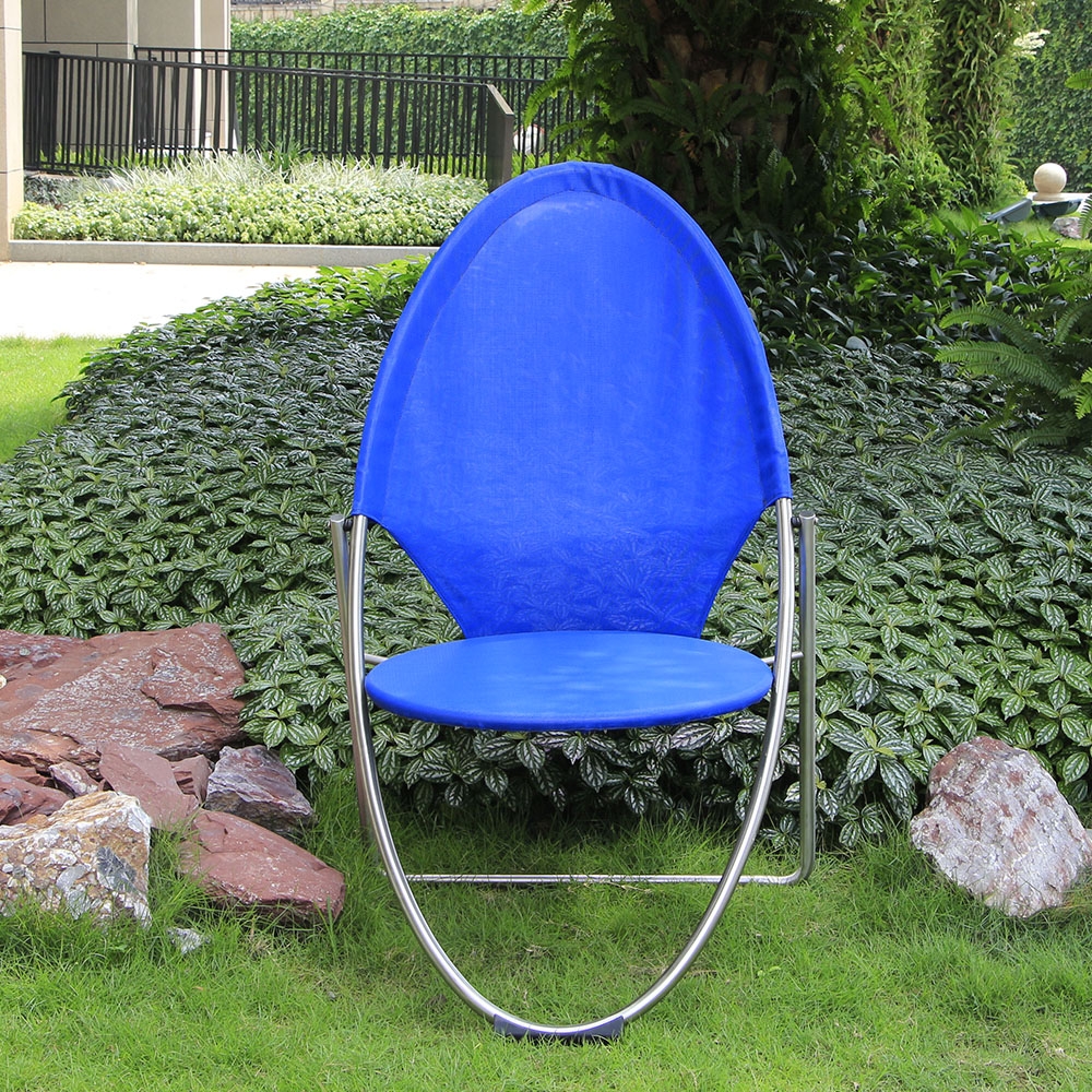 2-Piece Outdoor Folding Chair with Blue Net Back window image