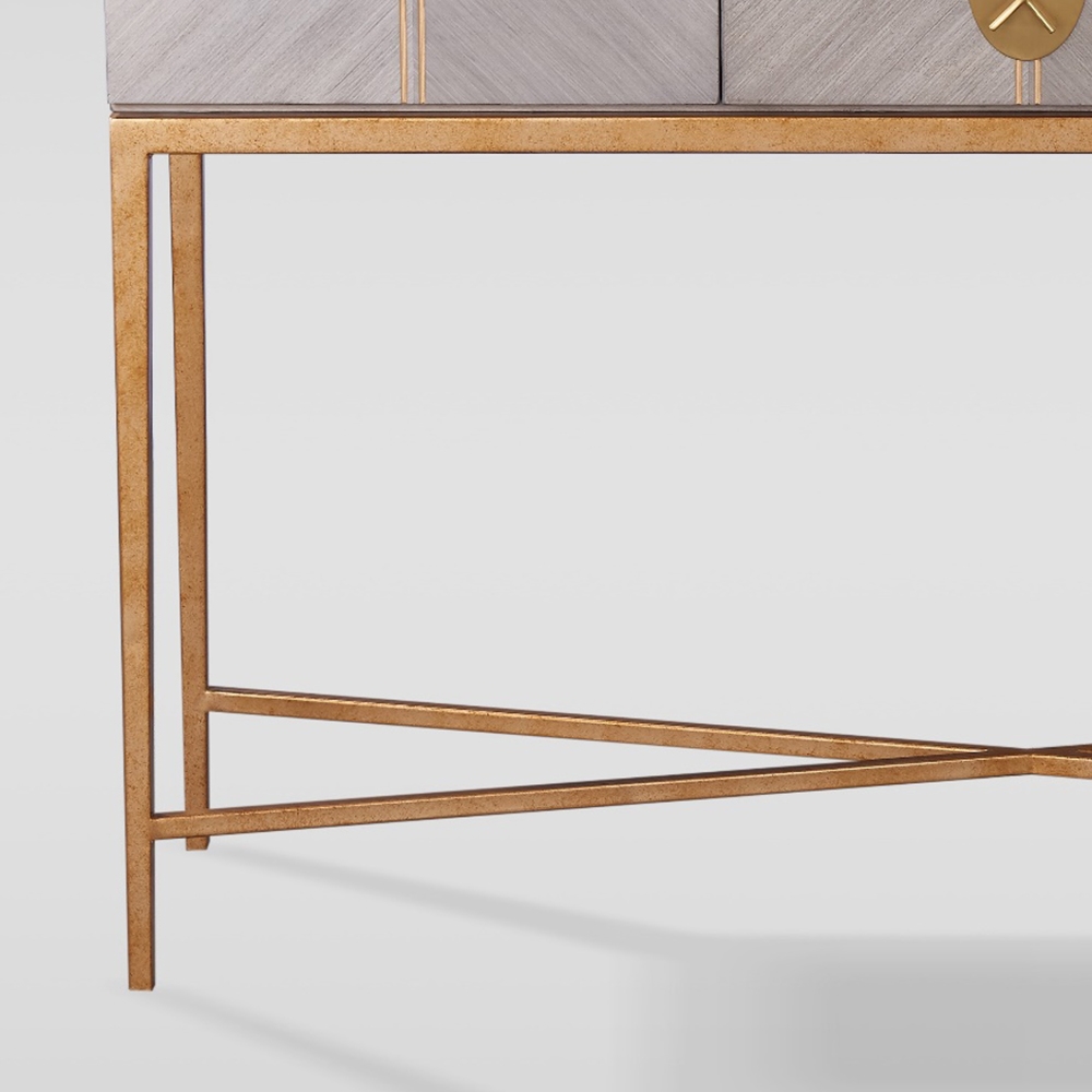 Modern Wood Console Table with Drawers with Metal Frame window image