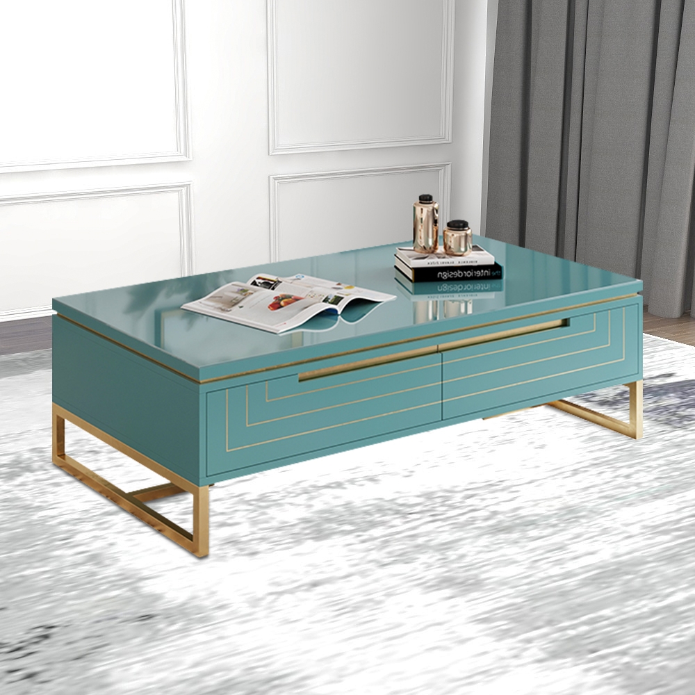 Rectangle Modern Coffee Table with Drawers in Green window image