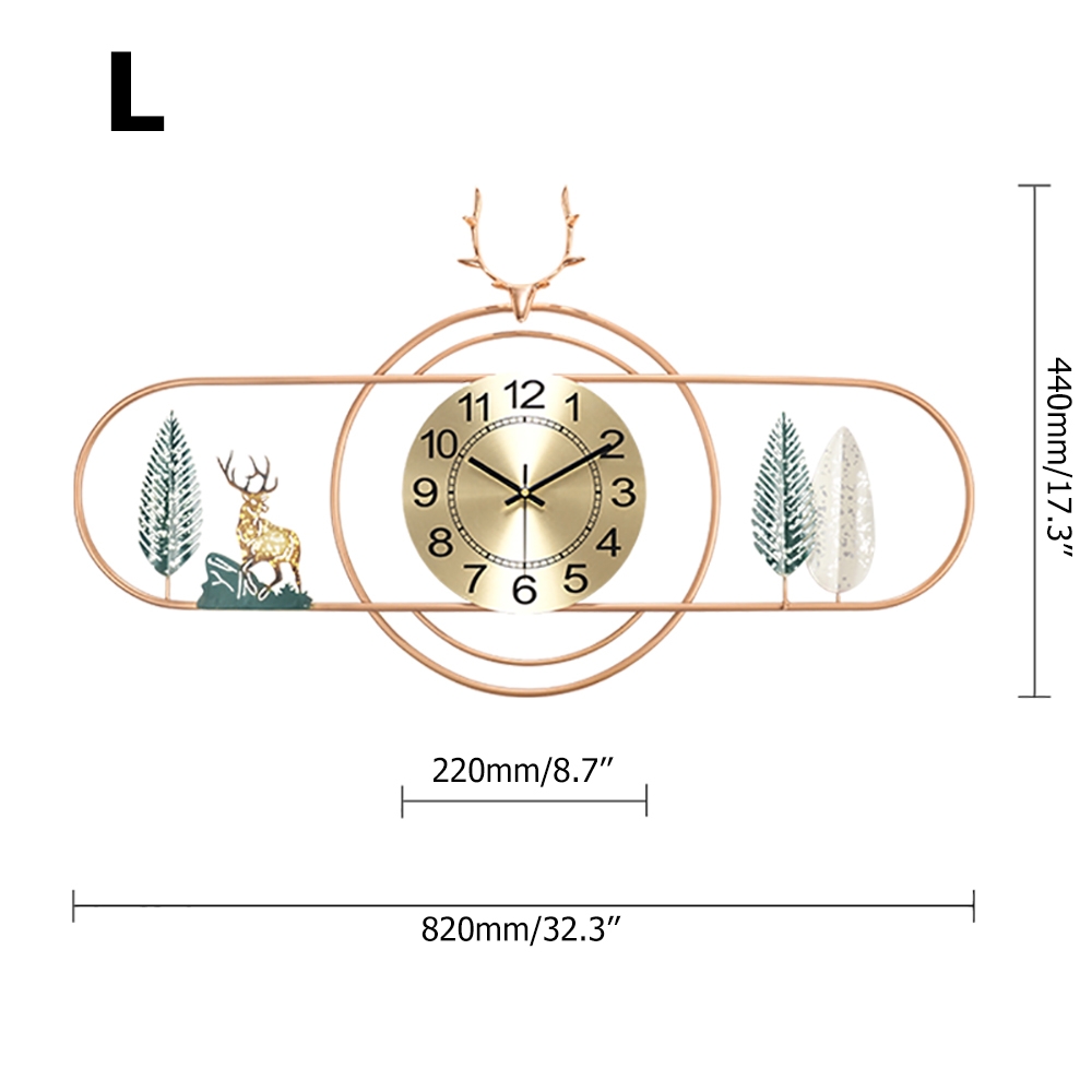 Small Deer Head Leaves Arabic Digital Wall Clock with Geometric Round and Oval Frames window image