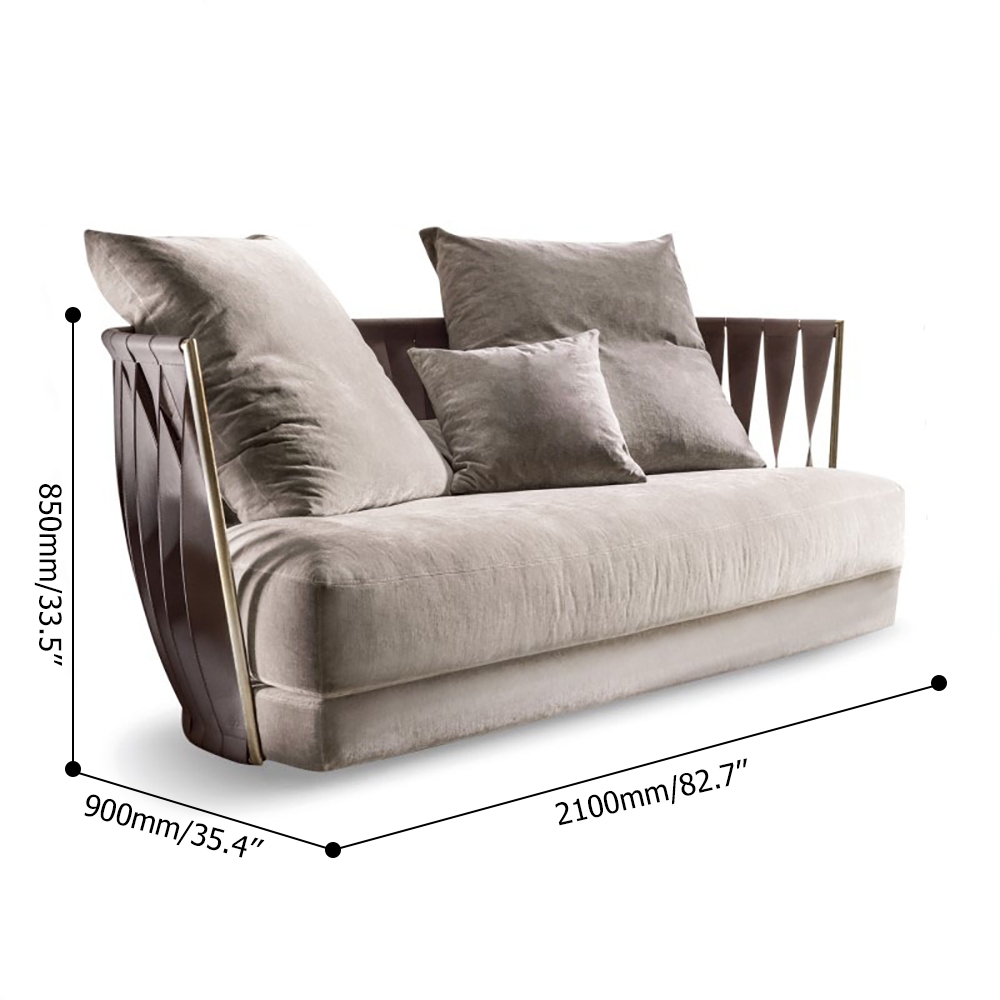 Gray Velvet Upholstered Sofa 3-Seater Mid-century Couch window image