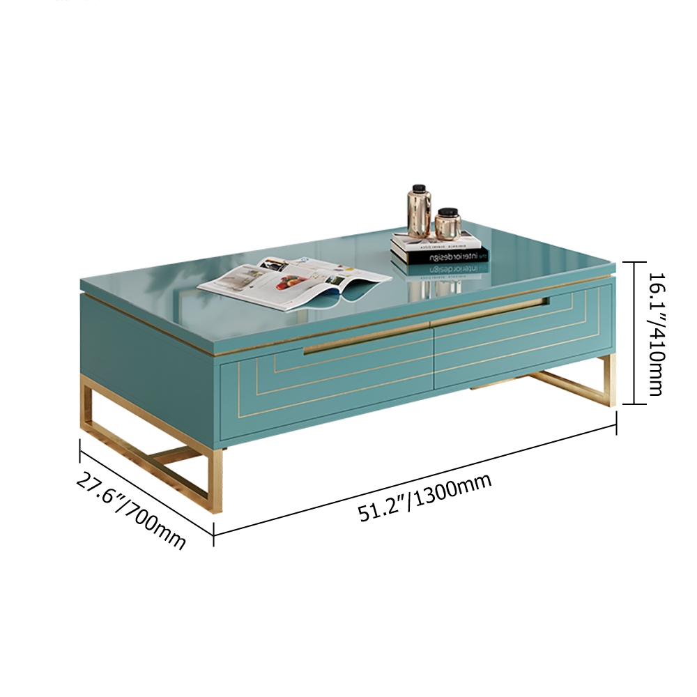 Rectangle Modern Coffee Table with Drawers in Green window image