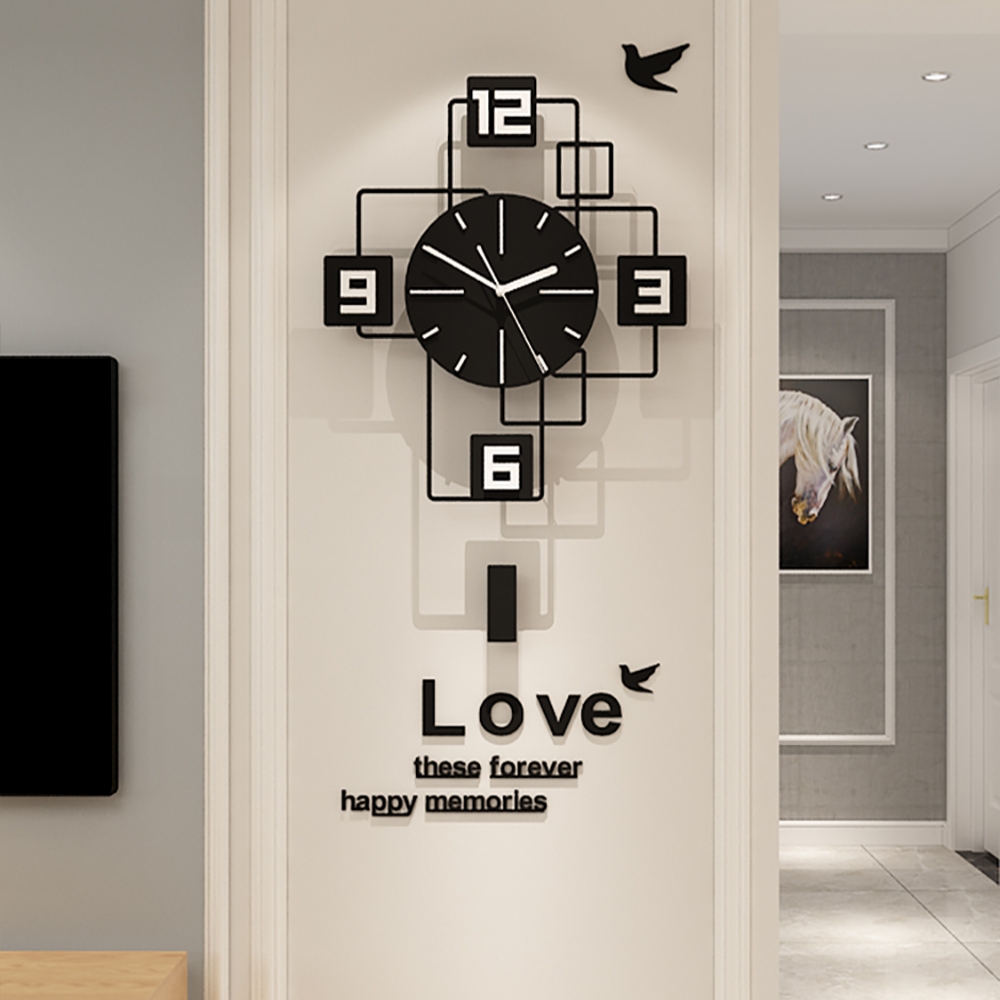 Large Black & White Creative Decorative Mute Wall Clock Nordic Modern ...