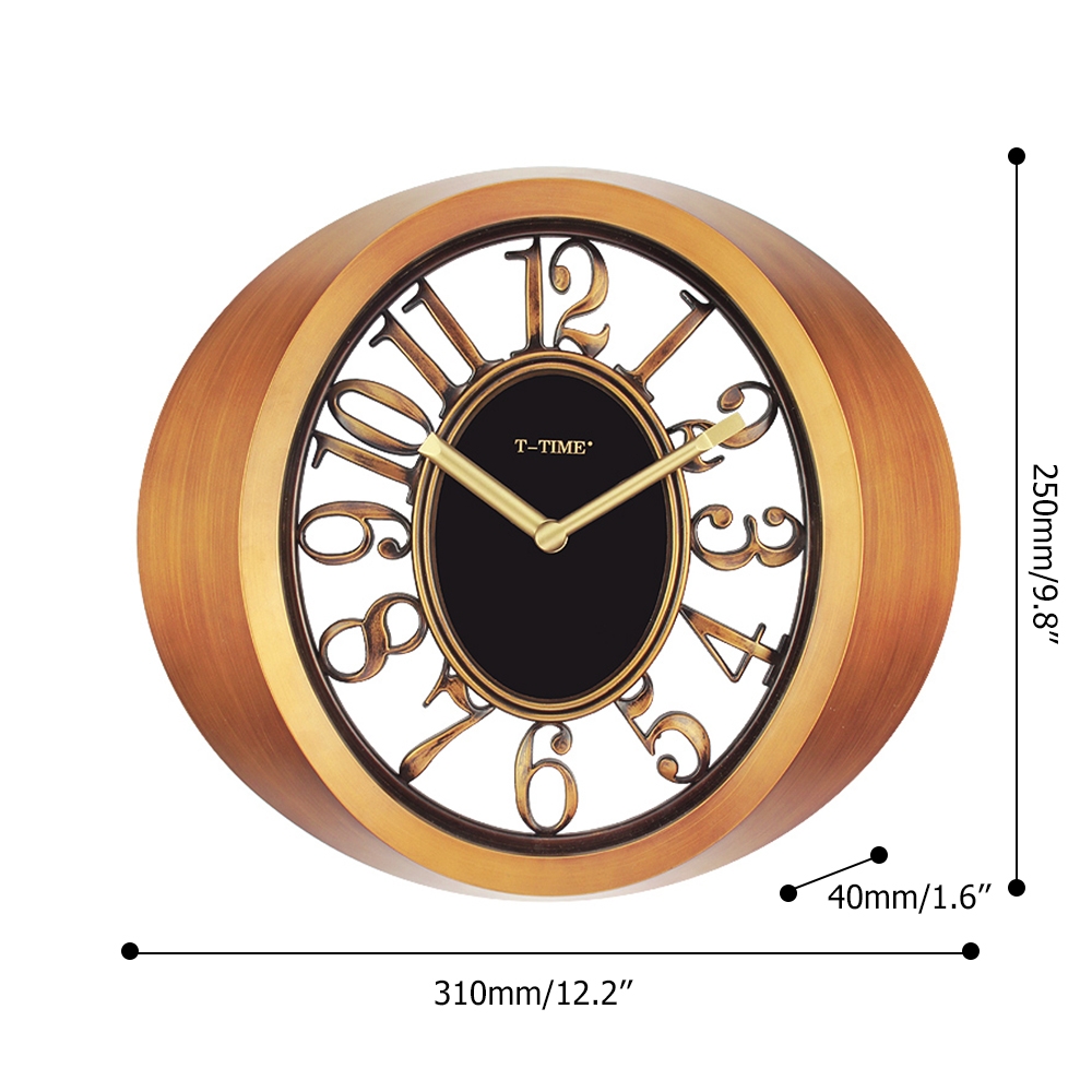 Retro Luxurious Oval Wall Clock with Creative Hollow-out Arabic Numbers window image