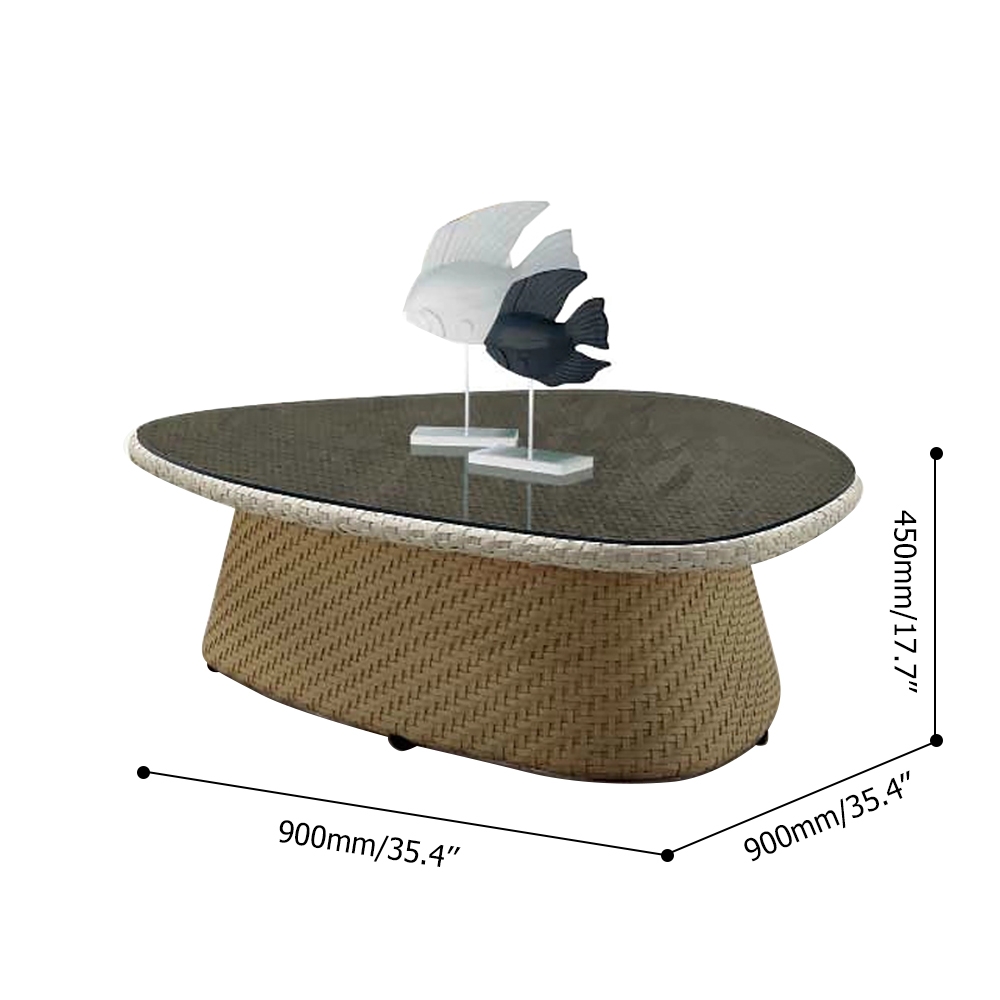 Hofer  899.2mm Black Glass-Top Outdoor Coffee Table Rattan Bottom window image