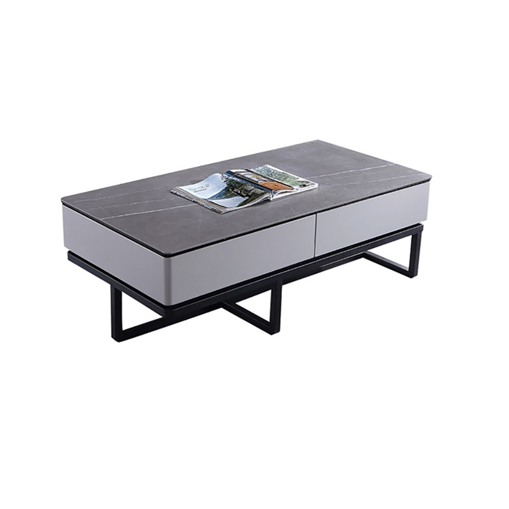 Modern Coffee Table Table with Storage Sintered Stone Top & Carbon Steel Legs window image