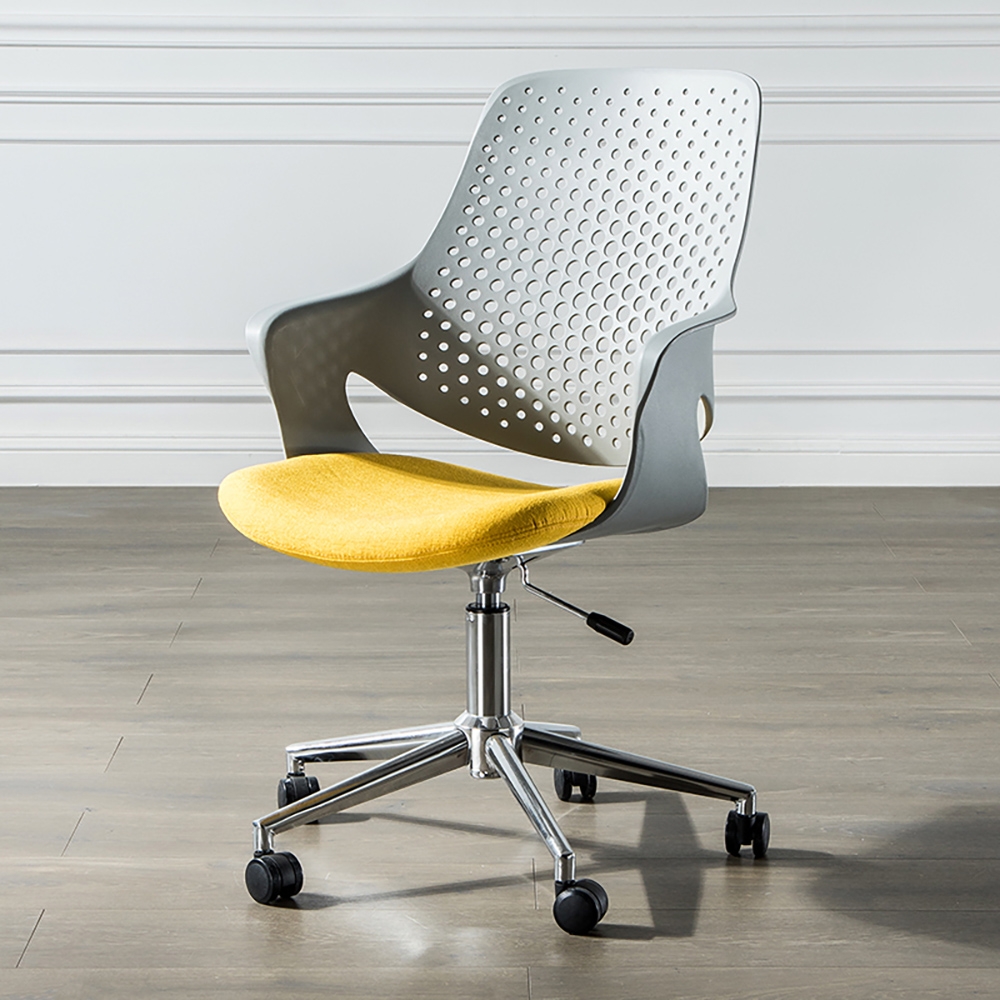 Modern Task Chair for Desk Cotton&linen Upholstered Swivel Office Chair window image