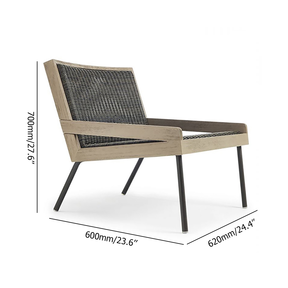 Patio Accent Chair with Teak Wood Frame and Woven Rattan Back window image