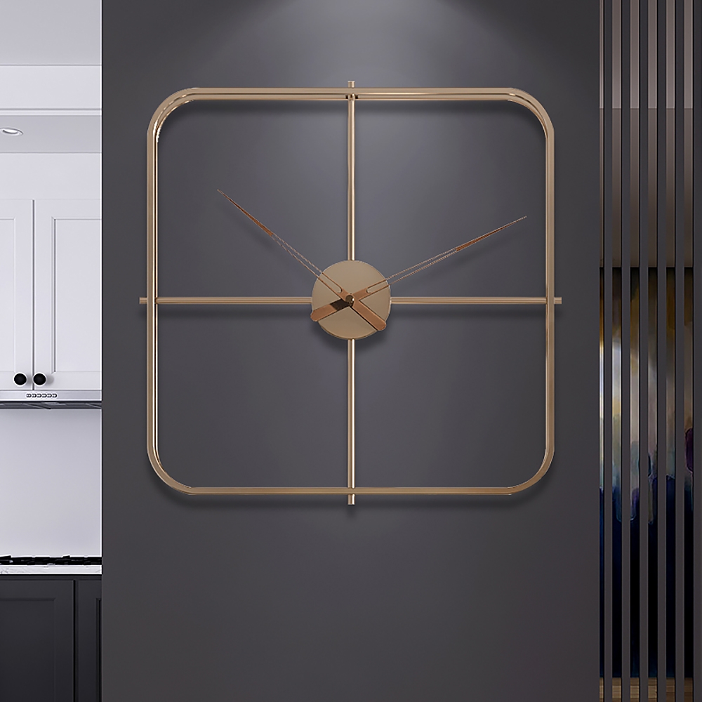 17.7" Modern Minimalist Classic Square Design Fashion Gold Silent Wall Clock window image