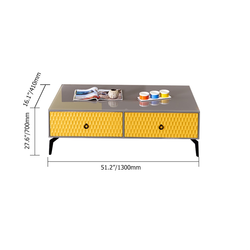 Modern Rectangle Coffee Table with Drawers in Orange window image