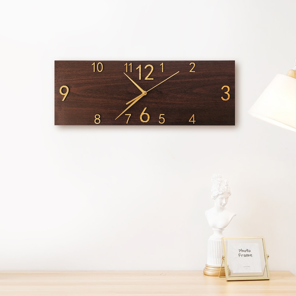 Retro Wooden Texture Rectangular Dial Personality Decorative Artistic Wall Clock window image