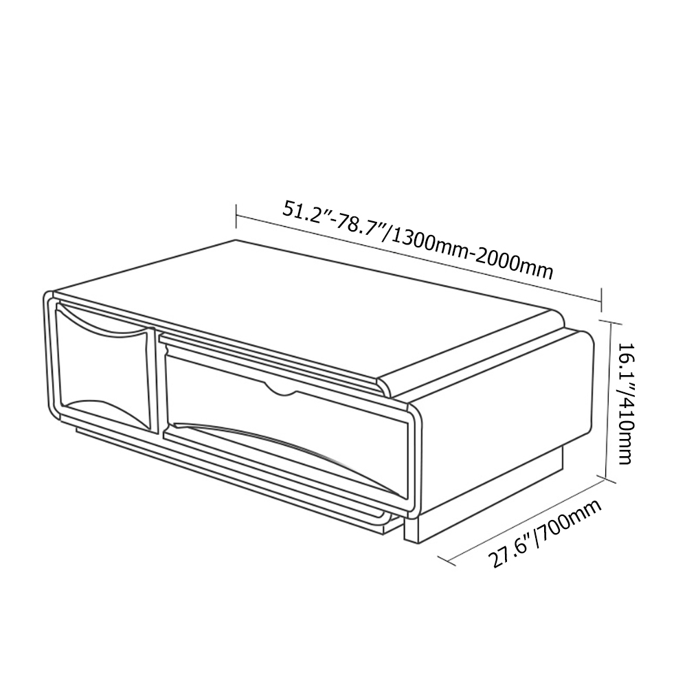 Modern Extendable Tempered Glass Coffee Table with Storage in Black & White window image
