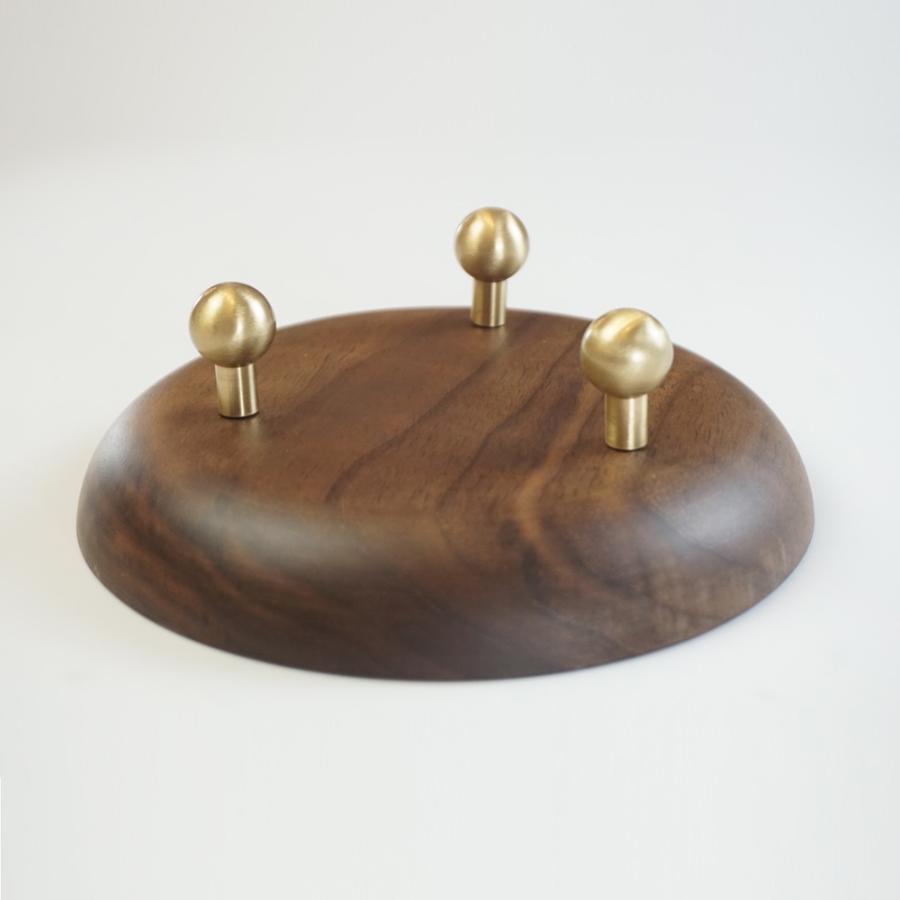 Cottage Round Walnut Makeup Tray Desktop Organizer Set of 2 window image