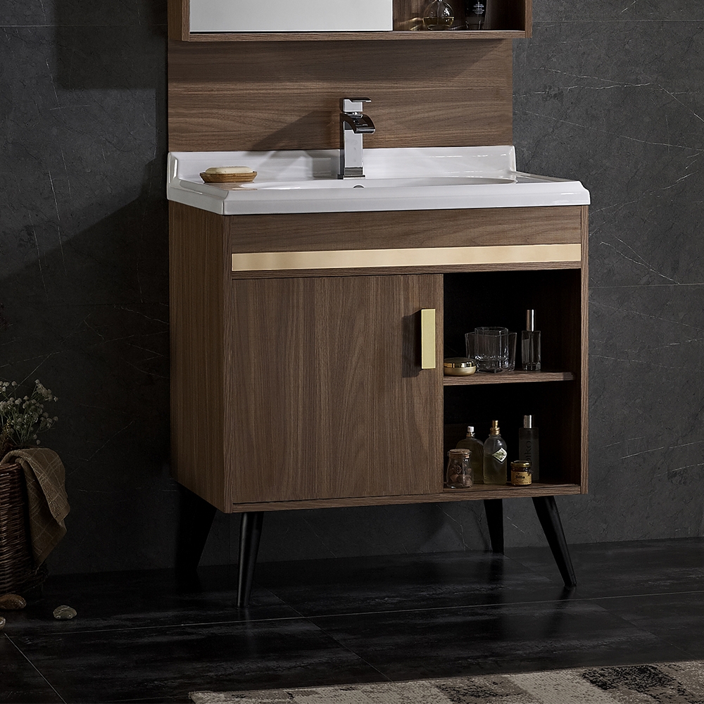 810mm Free-Standing Bathroom Vanity Integral Ceramic Basin Bathroom Cabinet window image