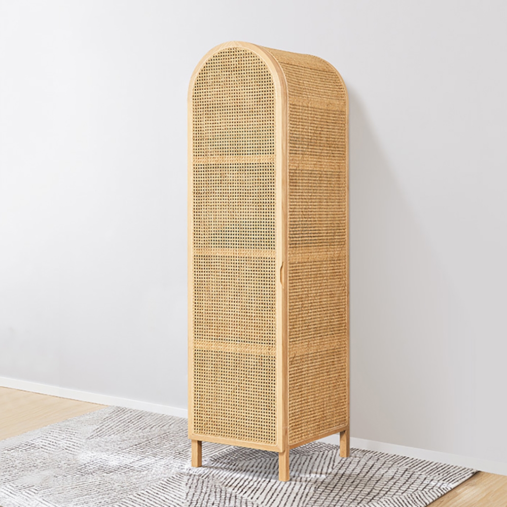 1900mm Nordic Natural Closet Arc Top Woven Rattan Clothes Cabinet window image