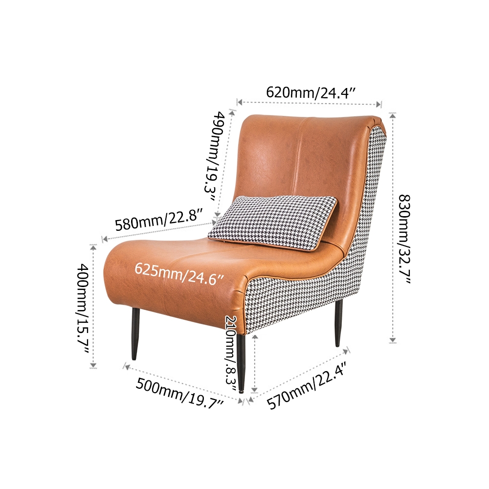 Orange Accent Chair Upholstered Leather Accent Chair Modern with Ottoman window image