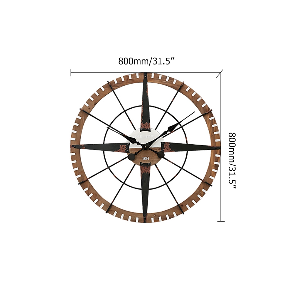 Retro-Industrial Style Round Oversized Wall Clock with Growth Ring Design window image