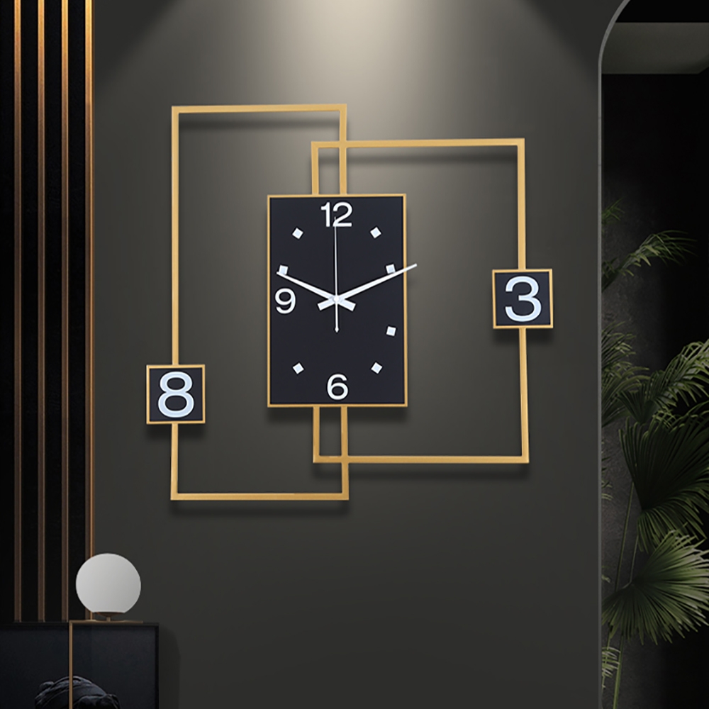 21.3" x 21.7" Geometry Rectangle Metal Wall Clock Personalized Home Decor window image