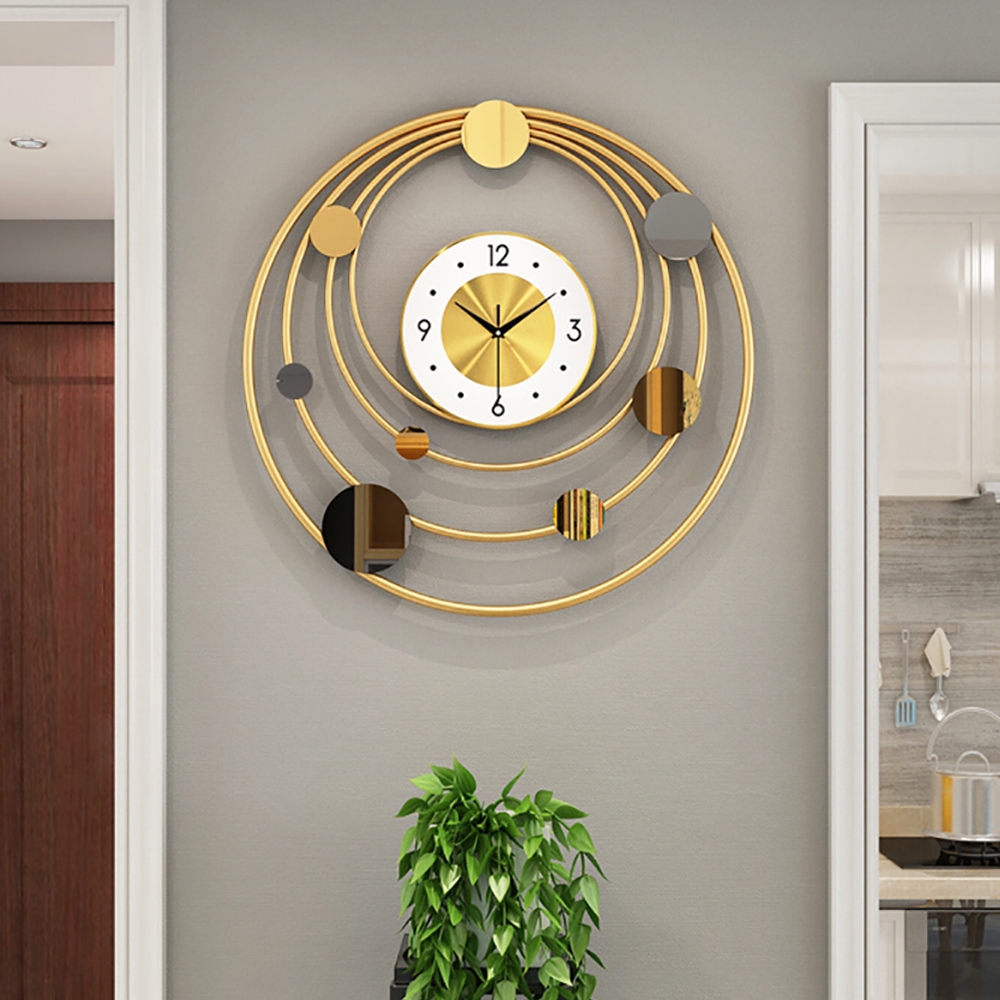 19.7" Creative Planet Geometric Metal Round Modern Design Large Wall Clock window image