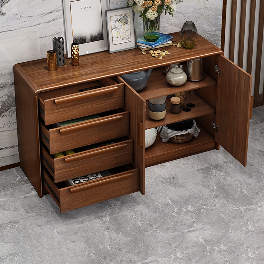 Walnut Sideboard New Chinese Style Buffet with Adjustable Shelves in Small window image