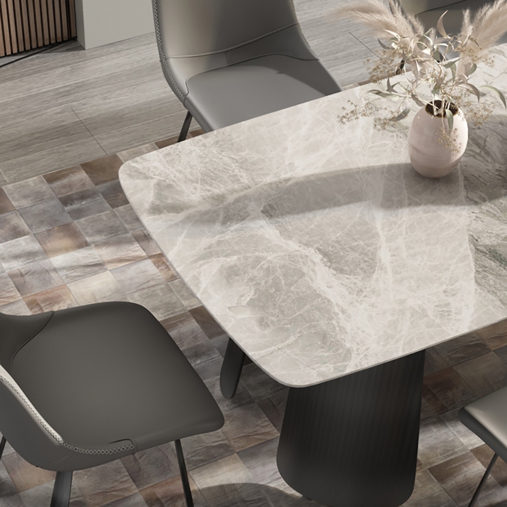 70.9" Modern Dining Table with Sintered Stone Top & Stainless Steel Pedestal Rectangle window image
