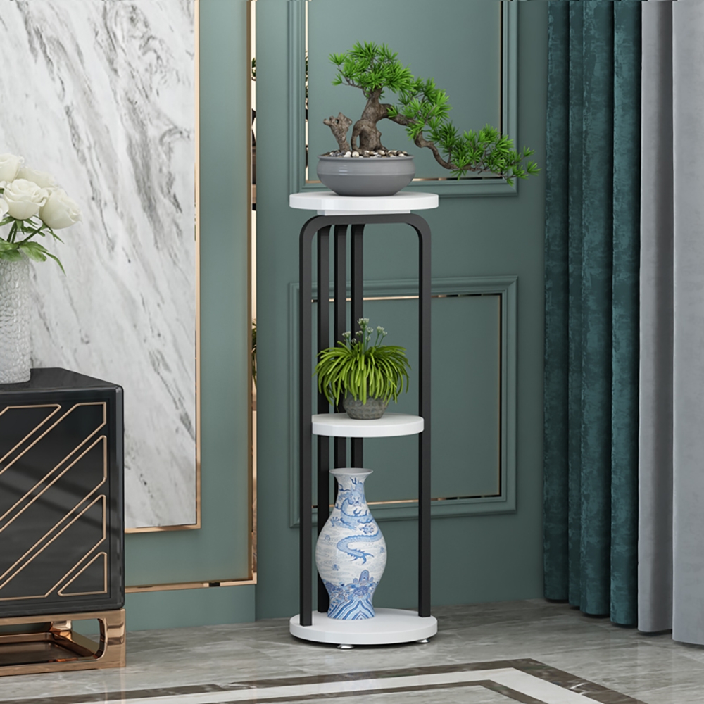 Contemporary Standing Plant Stand in Black & White-Large window image