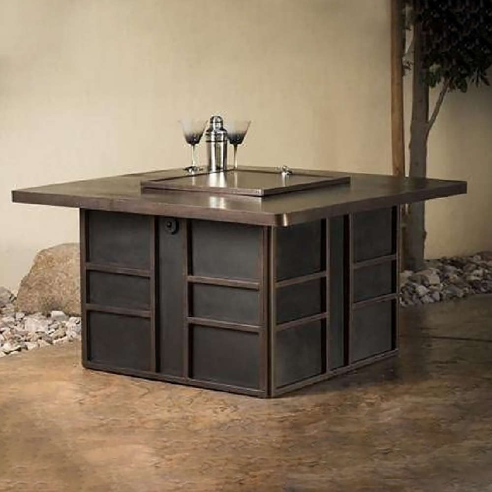 Outdoor Steel Propane Gas Fire Pit Table Gift Box Shape Garden Dining Table window image