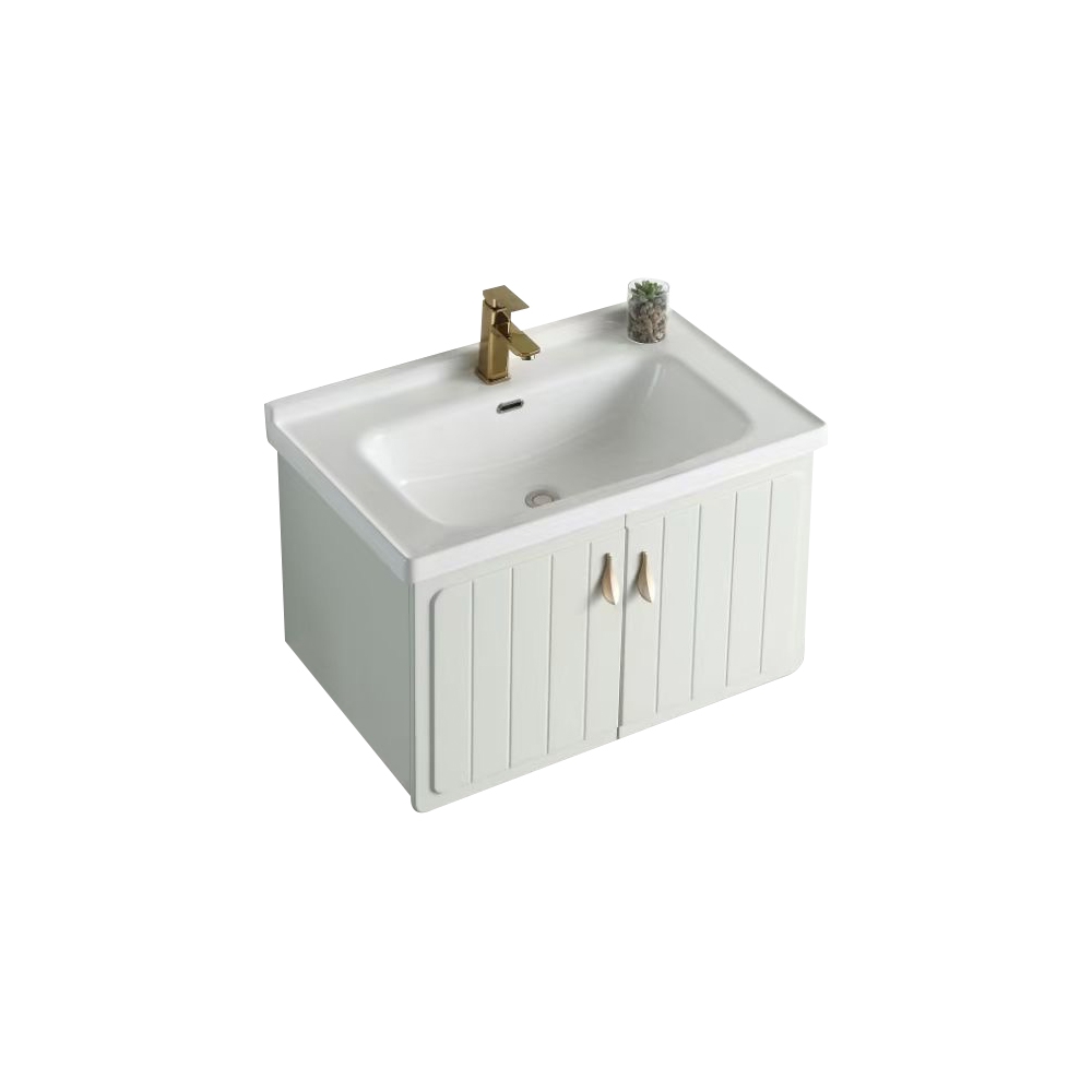 31.9" Modern Floating Bathroom Vanity Integral White Ceramic Sink 2-Door window image