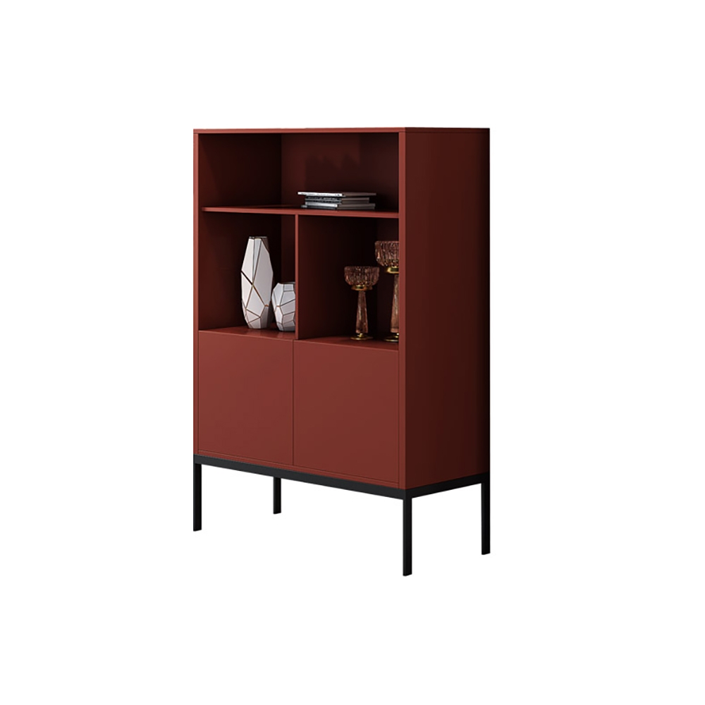 Italian Cabinet Red 2-Door & 1-Shelf Accent Storage Cabinet window image