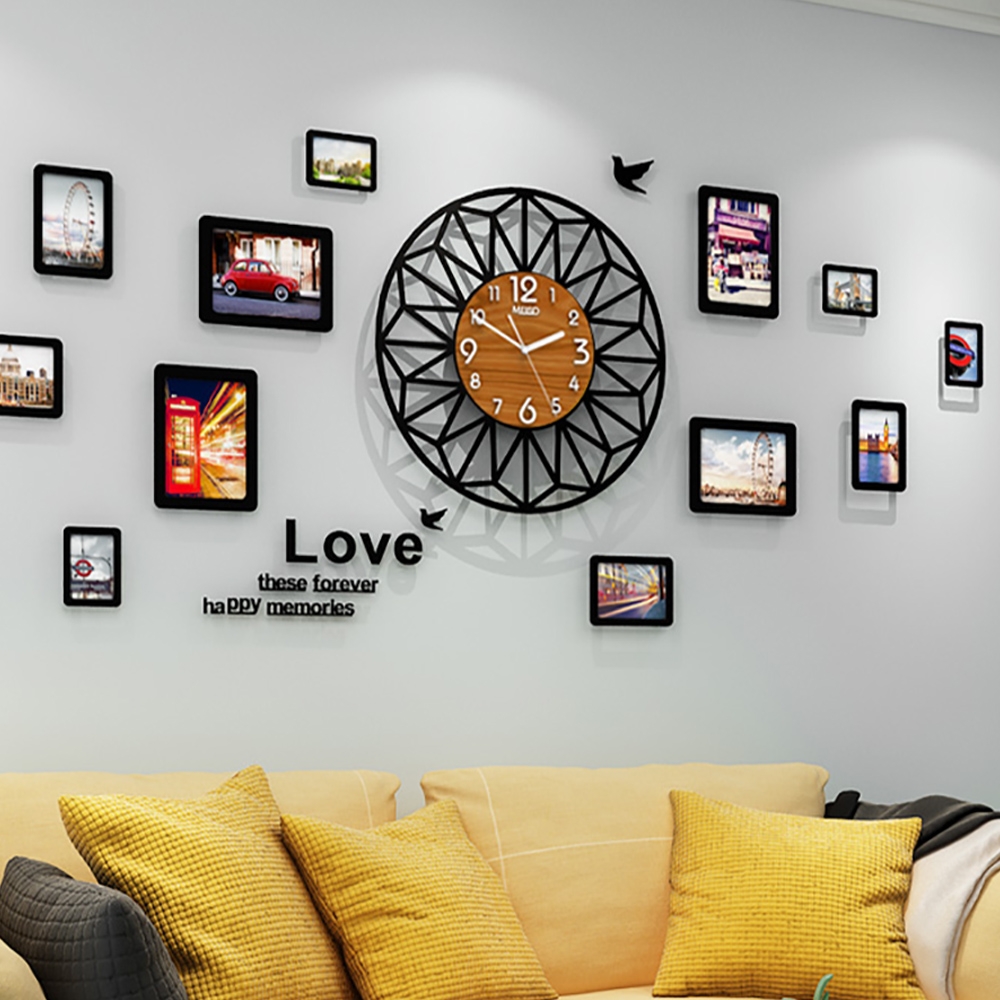 X-Large Modern Simple Geometric Acrylic Wall Clock with Hollow-out Design window image