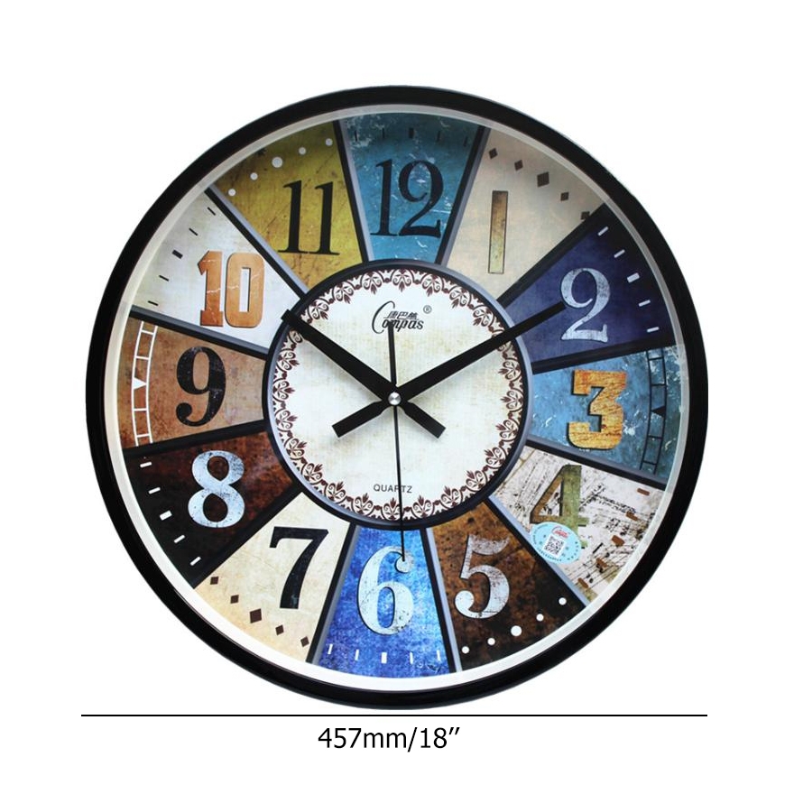 18" American Retro Style Resin Round Frame Mute Decorative Wall Clock window image