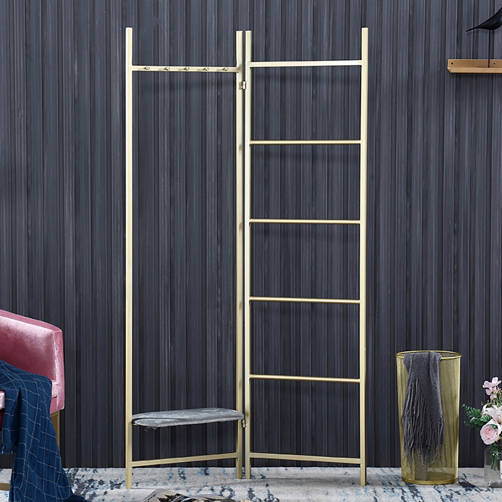 2-Panel Metal Divider Coat Rack Entryway Shelf with Shelf window image