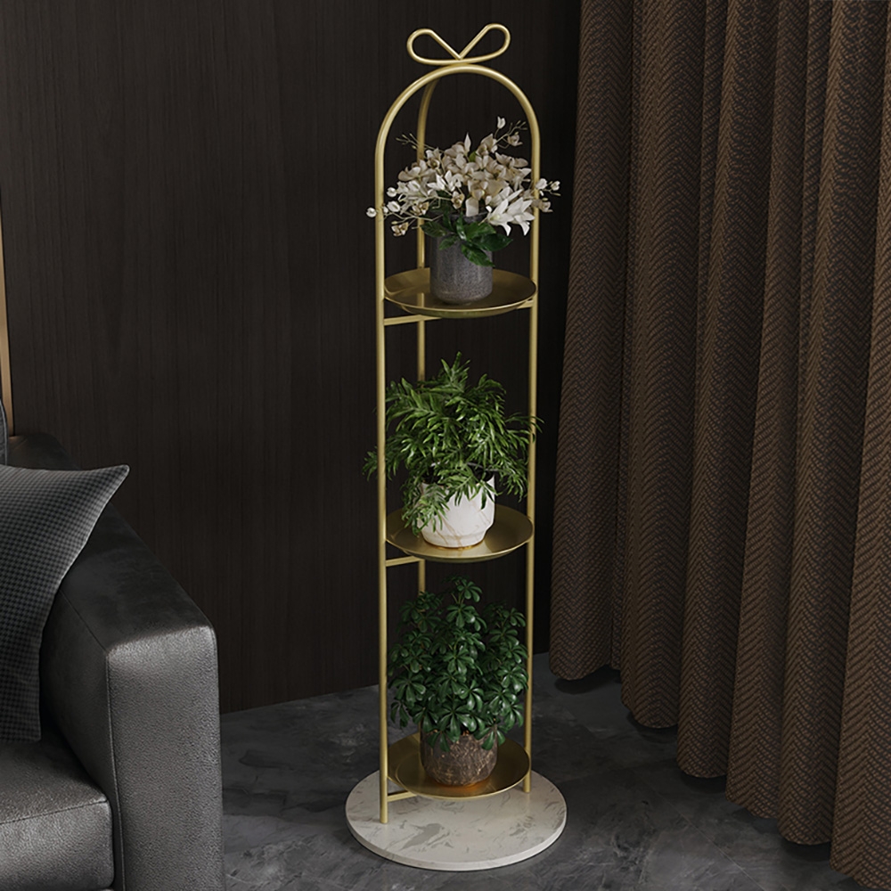49.2" 3-Tier Round Metal Plant Stand Gold Flower Stand window image